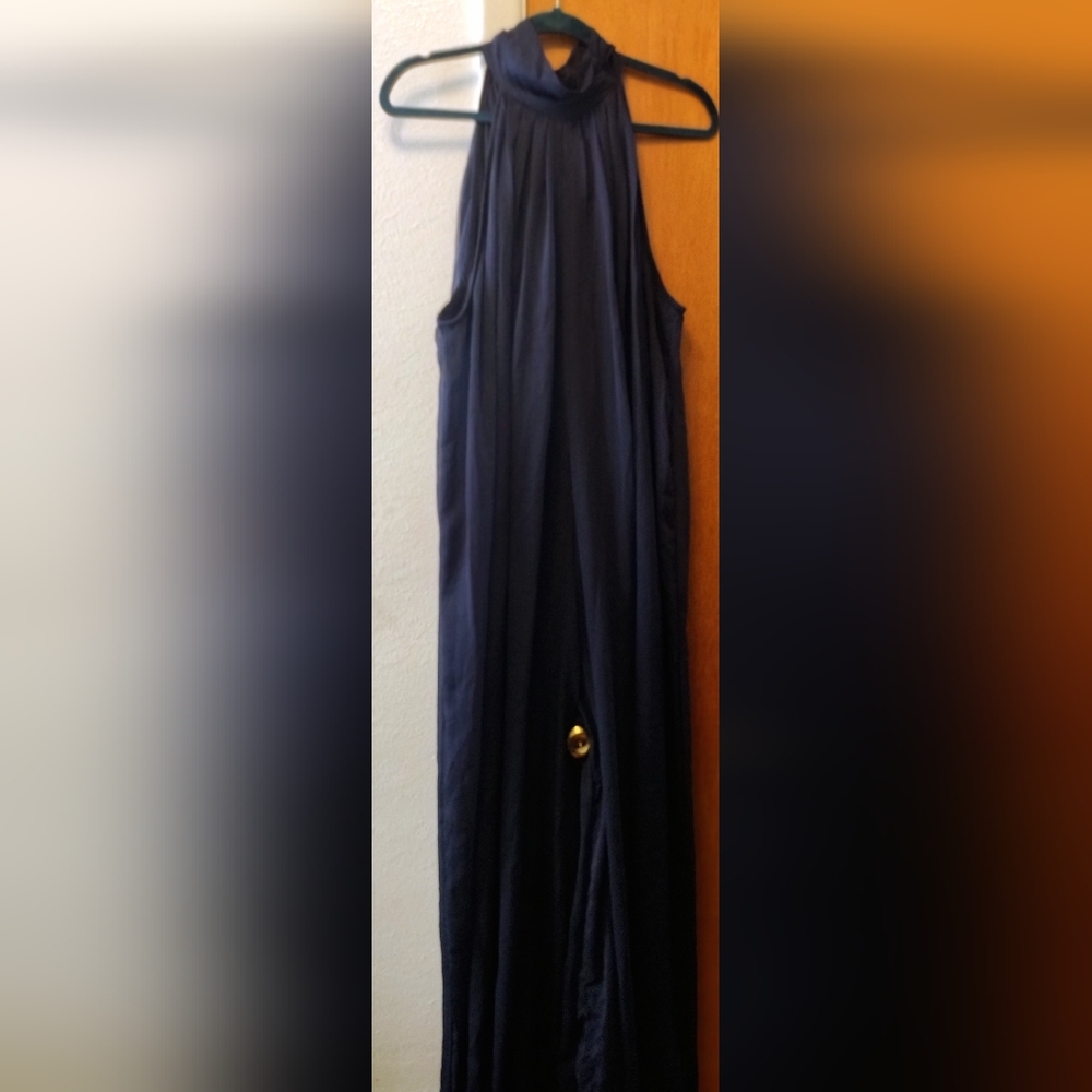 Ashley Stewart Navy Sleeveless One Piece Pant Suit.